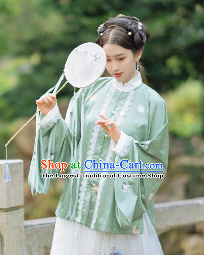 Chinese Traditional Hanfu Green Blouse Ancient Ming Dynasty Princess Costume for Women