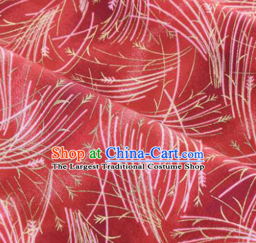 Asian Japanese Classical Meteor Pattern Design Red Silk Fabric Traditional Kimono Brocade Material