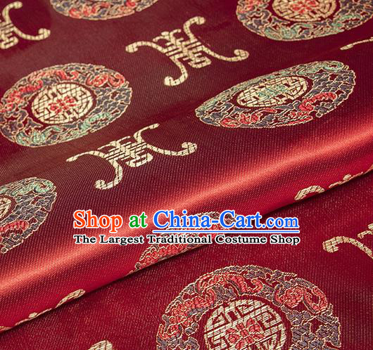 Asian Chinese Classical Lucky Pattern Design Red Silk Fabric Traditional Hanfu Brocade Material