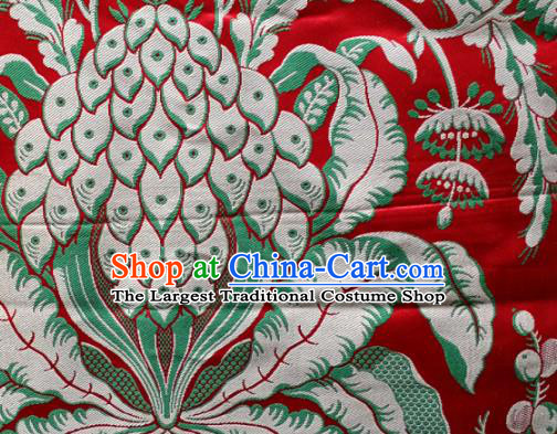 Asian Chinese Classical Pattern Design Red Silk Fabric Traditional Tibetan Brocade Material