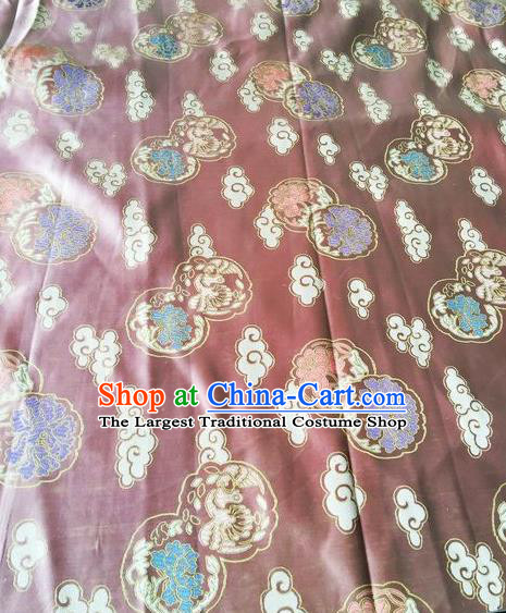 Asian Chinese Classical Cloud Peony Pattern Design Wine Red Silk Fabric Traditional Nanjing Brocade Material