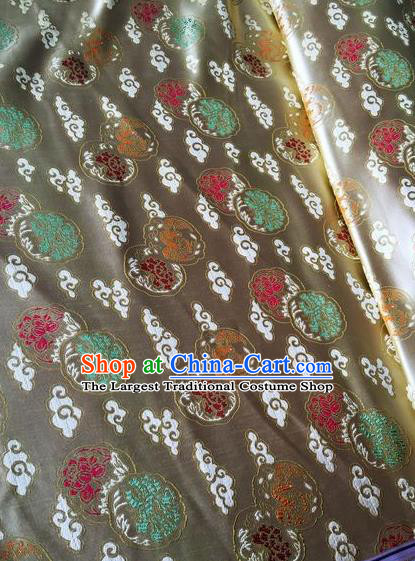 Asian Chinese Classical Cloud Peony Pattern Design Brown Silk Fabric Traditional Nanjing Brocade Material