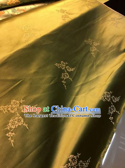 Asian Chinese Classical Plum Blossom Pattern Design Golden Silk Fabric Traditional Nanjing Brocade Material