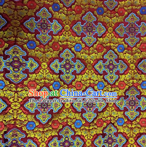 Asian Chinese Classical Auspicious Pattern Design Red Silk Fabric Traditional Nanjing Brocade Material