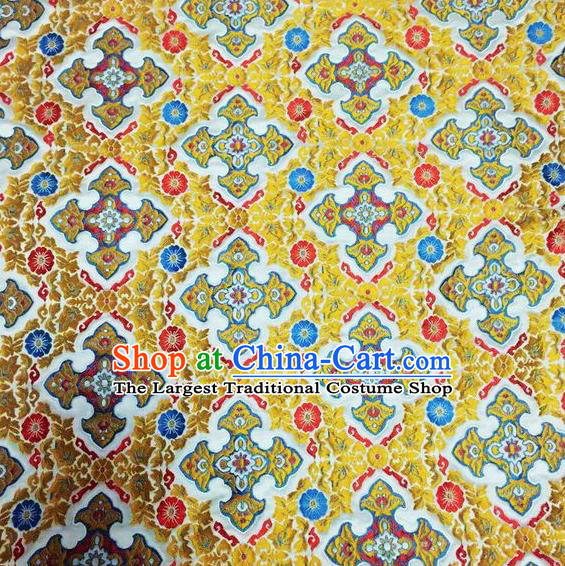 Asian Chinese Classical Auspicious Pattern Design Yellow Silk Fabric Traditional Nanjing Brocade Material