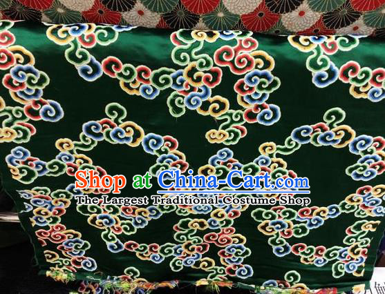 Asian Chinese Classical Auspicious Cloud Pattern Design Green Silk Fabric Traditional Nanjing Brocade Material