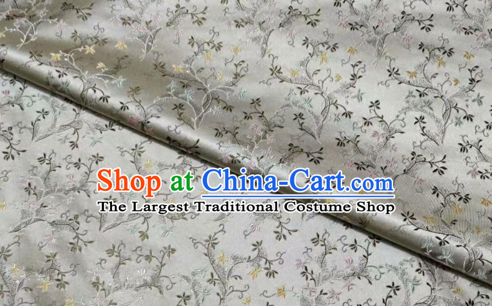 Asian Chinese Classical Wheat Floret Pattern Design White Silk Fabric Traditional Nanjing Brocade Material