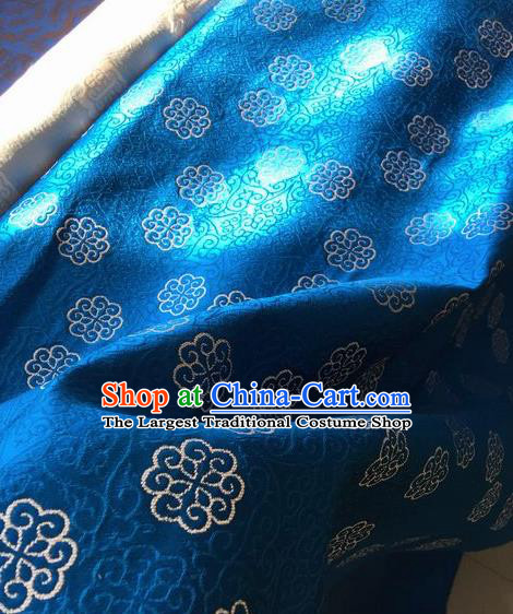 Asian Chinese Classical Pattern Design Blue Silk Fabric Traditional Nanjing Brocade Material