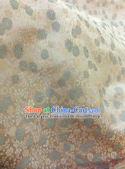 Asian Chinese Classical Chrysanthemum Pattern Design Beige Silk Fabric Traditional Nanjing Brocade Material