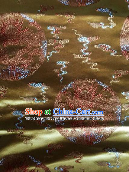 Asian Chinese Classical Dragon Pattern Design Golden Silk Fabric Traditional Nanjing Brocade Material