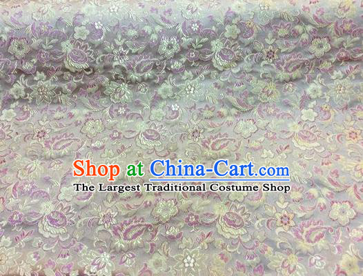 Asian Chinese Classical Flowers Pattern Design Lilac Silk Fabric Traditional Nanjing Brocade Material