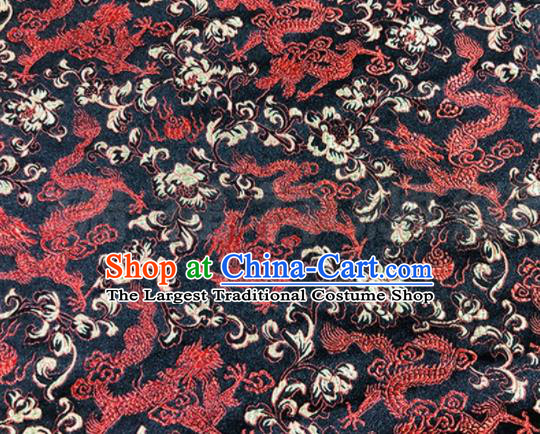 Asian Chinese Classical Dragon Pattern Design Black Brocade Fabric Traditional Silk Material