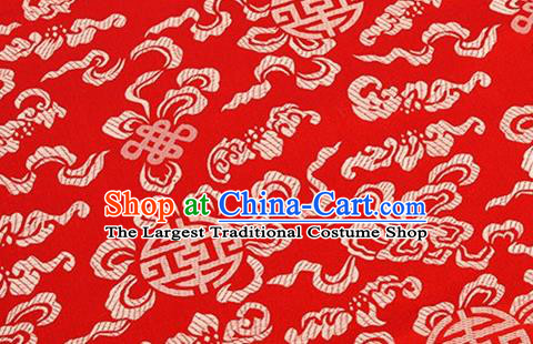 Asian Chinese Classical Lucky Knot Pattern Design Red Brocade Fabric Traditional Silk Material