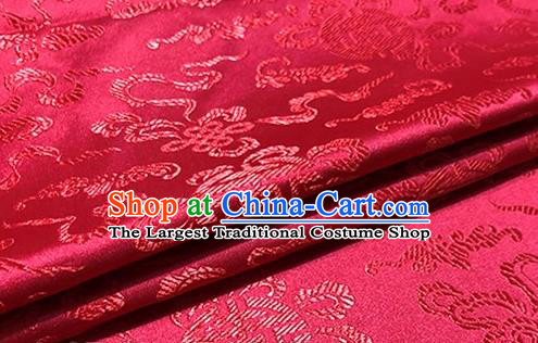 Asian Chinese Classical Lucky Knot Pattern Design Wine Red Brocade Fabric Traditional Silk Material
