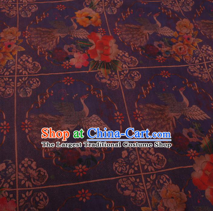 Asian Chinese Classical Peacock Pattern Design Purple Watered Gauze Fabric Traditional Silk Material