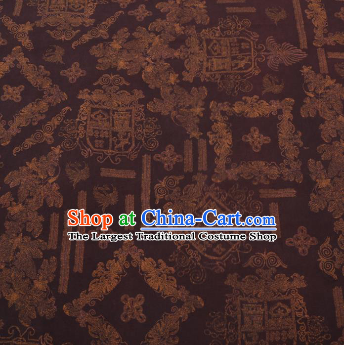 Chinese Cheongsam Classical Pattern Design Deep Purple Watered Gauze Fabric Asian Traditional Silk Material