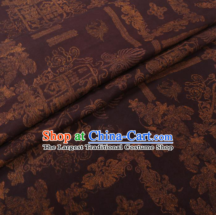 Chinese Cheongsam Classical Pattern Design Deep Purple Watered Gauze Fabric Asian Traditional Silk Material