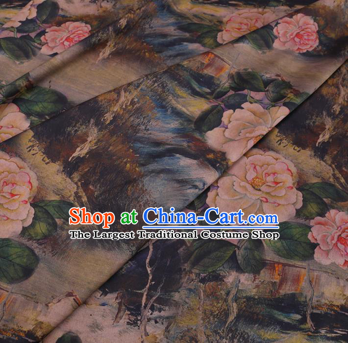 Chinese Cheongsam Classical Peony Pattern Design Watered Gauze Fabric Asian Traditional Silk Material