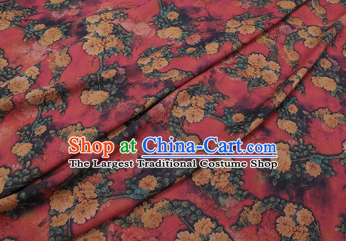 Chinese Cheongsam Classical Peony Pattern Design Red Watered Gauze Fabric Asian Traditional Silk Material