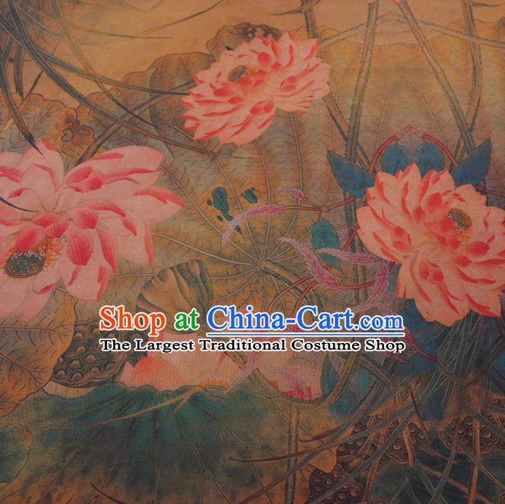 Chinese Cheongsam Classical Lotus Pattern Design Watered Gauze Fabric Asian Traditional Silk Material