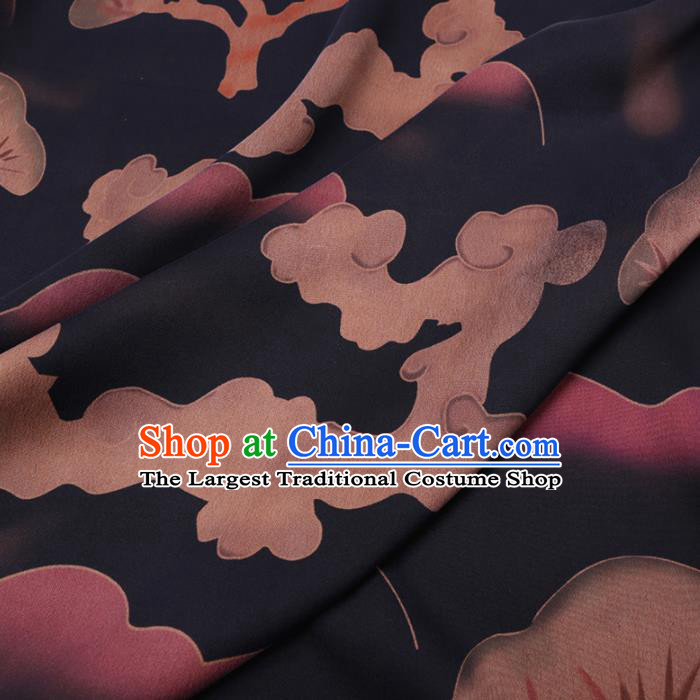 Chinese Cheongsam Classical Cloud Pattern Design Black Watered Gauze Fabric Asian Traditional Silk Material