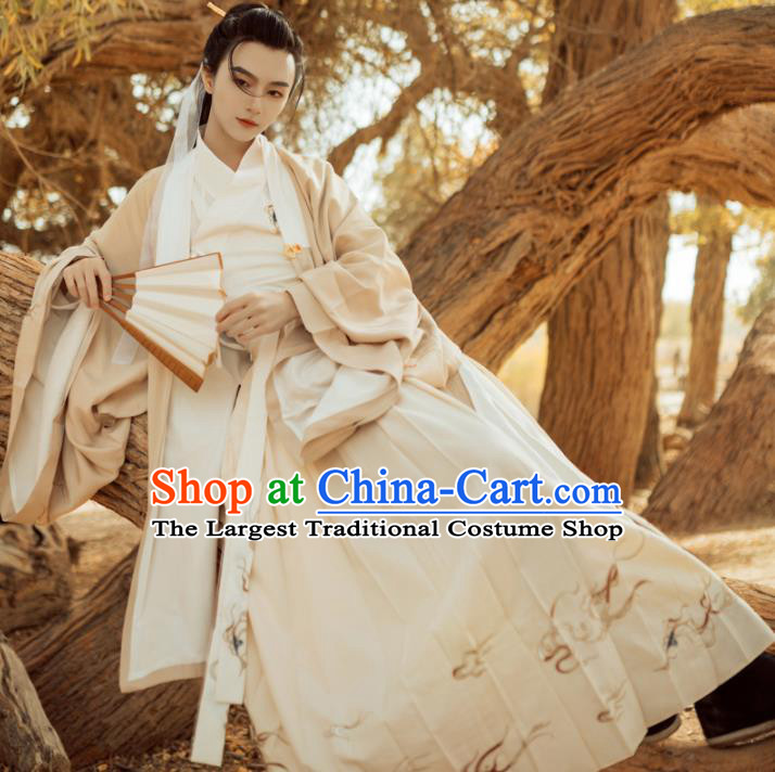 Chinese Ancient Scholar Embroidered Clothing Traditional Jin Dynasty Nobility Childe Costumes for Men