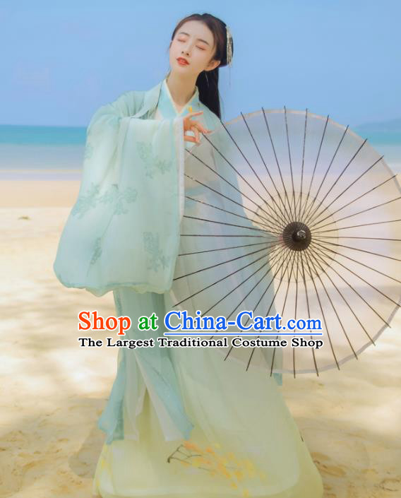 Chinese Ancient Royal Princess Embroidered Dress Traditional Jin Dynasty Female Scholar Costumes for Women