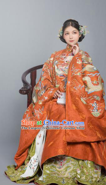 Chinese Ancient Queen Wedding Embroidered Dress Traditional Ming Dynasty Court Lady Costumes for Women