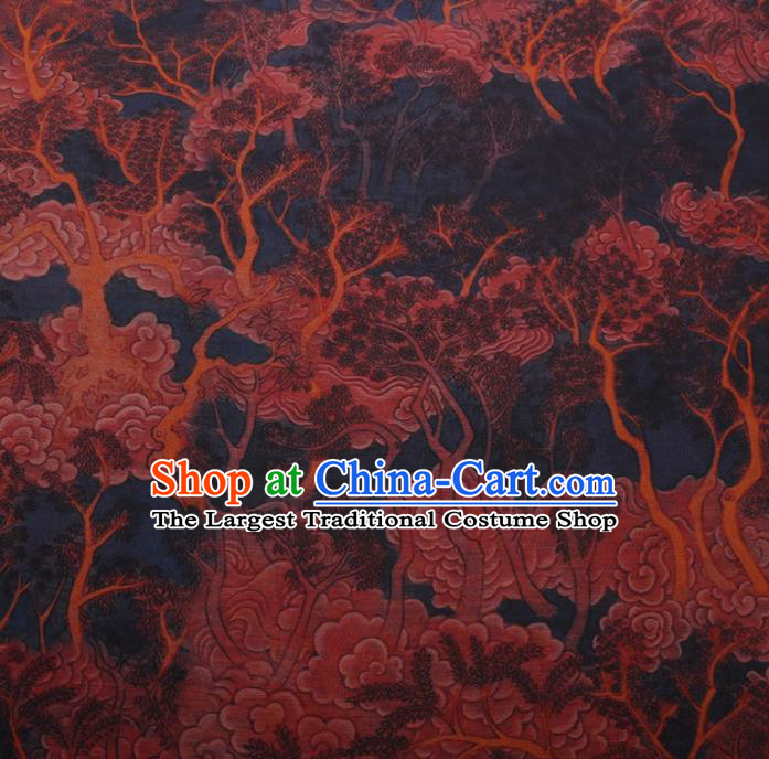 Chinese Cheongsam Classical Clouds Pattern Design Deep Blue Watered Gauze Fabric Asian Traditional Silk Material