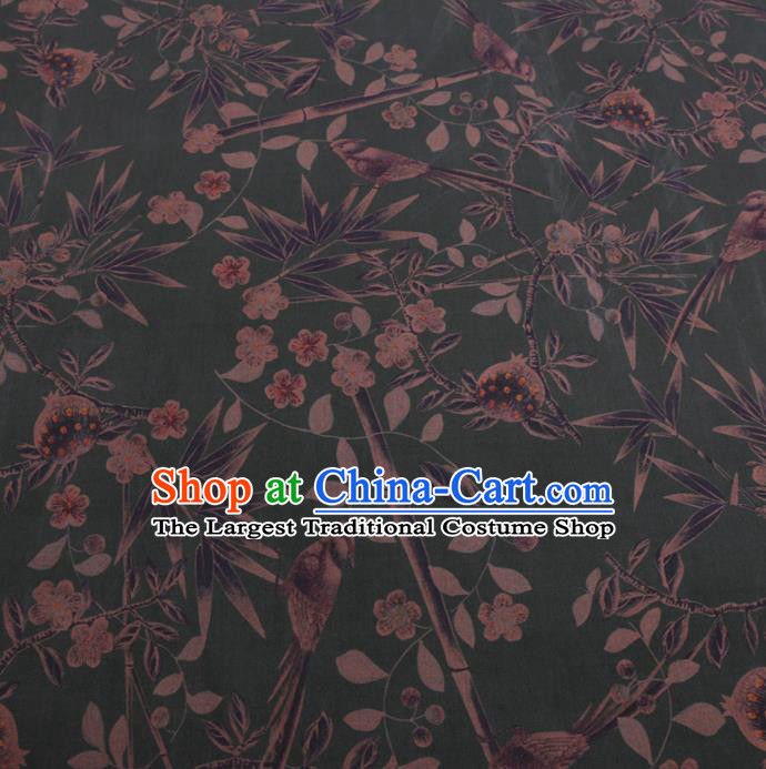 Chinese Cheongsam Classical Plum Blossom Pattern Design Green Watered Gauze Fabric Asian Traditional Silk Material