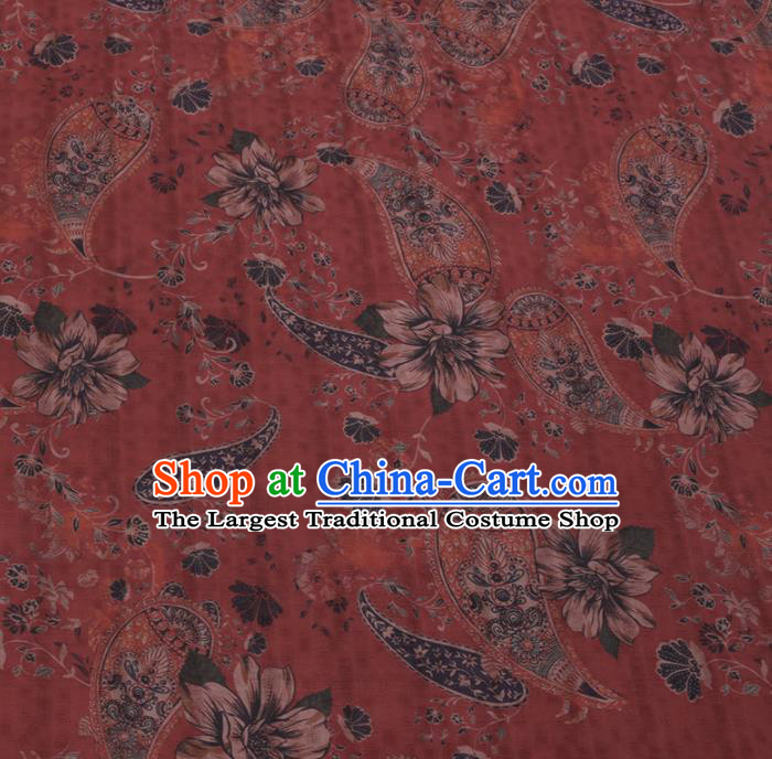 Chinese Cheongsam Classical Paisley Pattern Design Red Watered Gauze Fabric Asian Traditional Silk Material