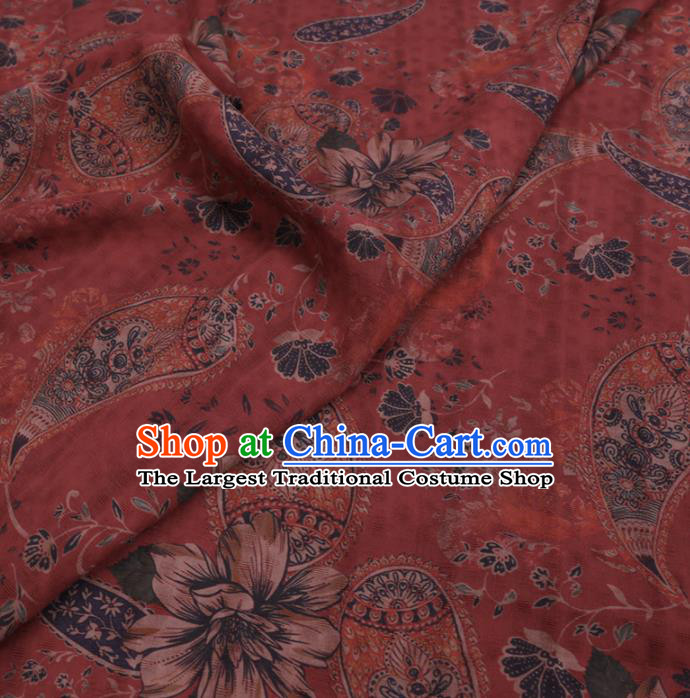 Chinese Cheongsam Classical Paisley Pattern Design Red Watered Gauze Fabric Asian Traditional Silk Material