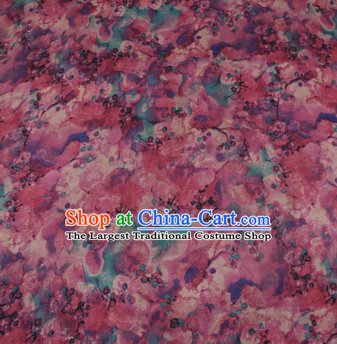 Chinese Cheongsam Classical Hawthorn Pattern Design Wine Red Watered Gauze Fabric Asian Traditional Silk Material