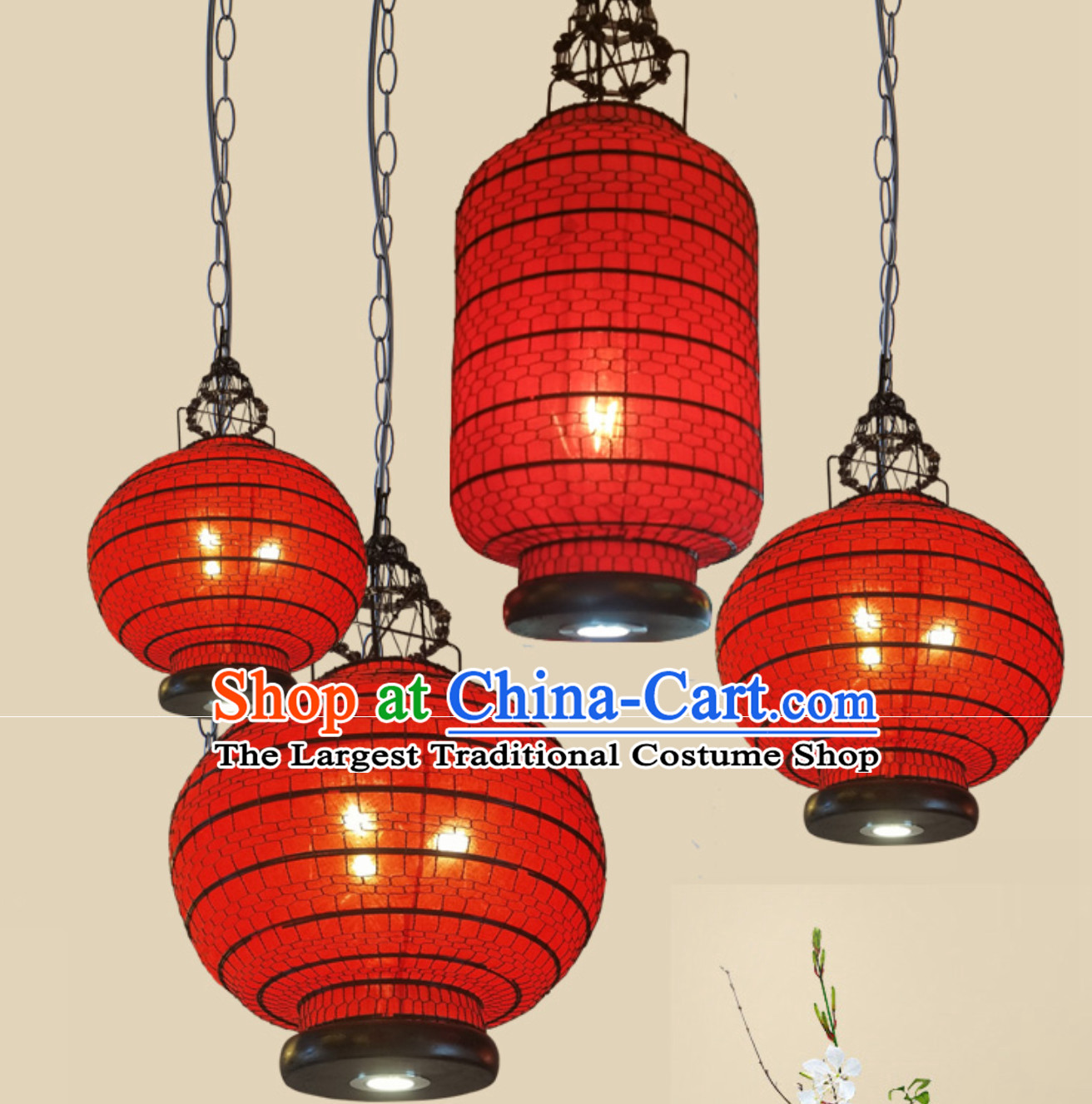 Lucky Red Chinese Classical Handmade Iron Mesh Lantern