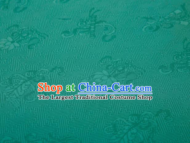 Chinese Classical Eight Immortals Pattern Design Green Mulberry Silk Fabric Asian Traditional Cheongsam Silk Material