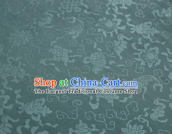 Chinese Classical Fukurokuju Pattern Design Light Green Mulberry Silk Fabric Asian Traditional Cheongsam Silk Material