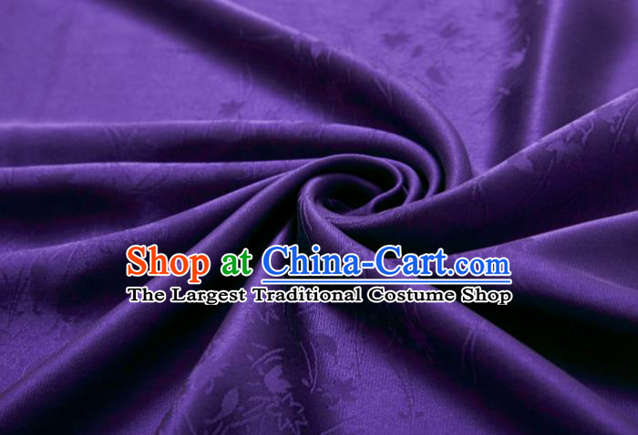 Chinese Classical Leaf Pattern Design Purple Brocade Fabric Asian Traditional Cheongsam Silk Material