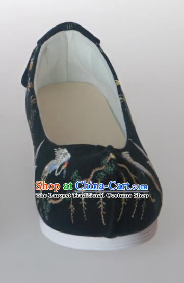 Chinese Traditional Handmade Black Satin Shoes Opera Shoes Hanfu Shoes Ancient Princess Shoes for Women