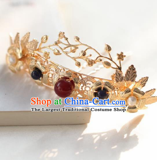 Chinese Handmade Ming Dynasty Queen Golden Hairpins Ancient Hanfu Hair Accessories for Women