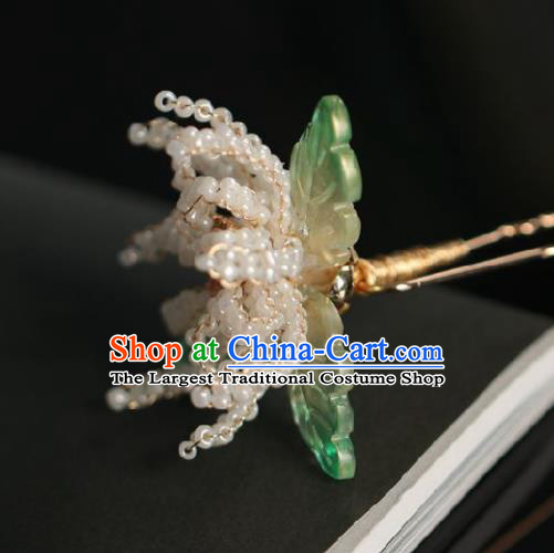 Chinese Handmade Ming Dynasty Queen White Beads Hairpins Ancient Hanfu Hair Accessories for Women