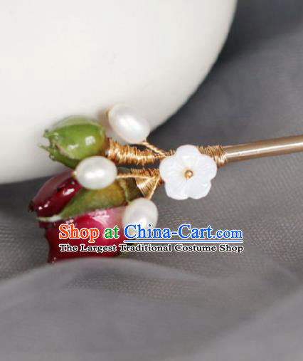 Chinese Handmade Ming Dynasty Princess Pearls Hairpins Ancient Hanfu Hair Accessories for Women
