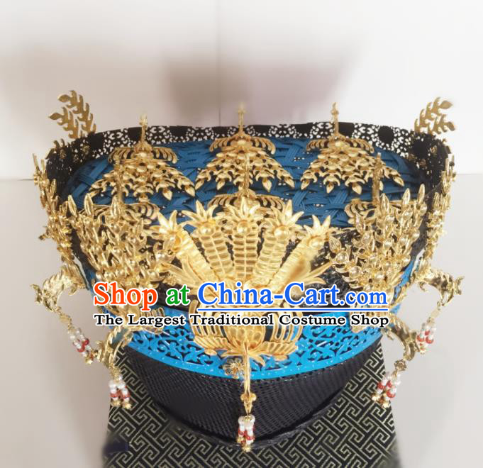 Chinese Handmade Qing Dynasty Court Queen Tassel Hat Phoenix Coronet Hat Ancient Empress Hair Accessories for Women