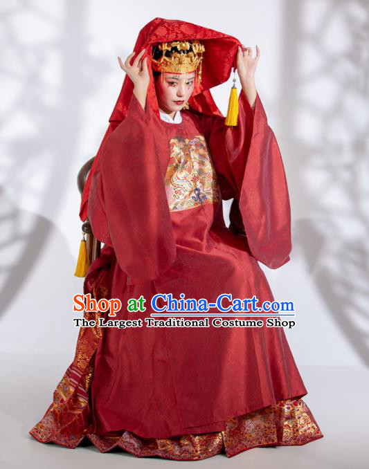 Traditional Chinese Ming Dynasty Wedding Red Dress Ancient Royal Empress Historical Costumes for Women