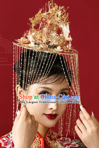 Traditional Chinese Wedding Luxury Phoenix Coronet Hairpins Handmade Ancient Bride Hair Accessories for Women