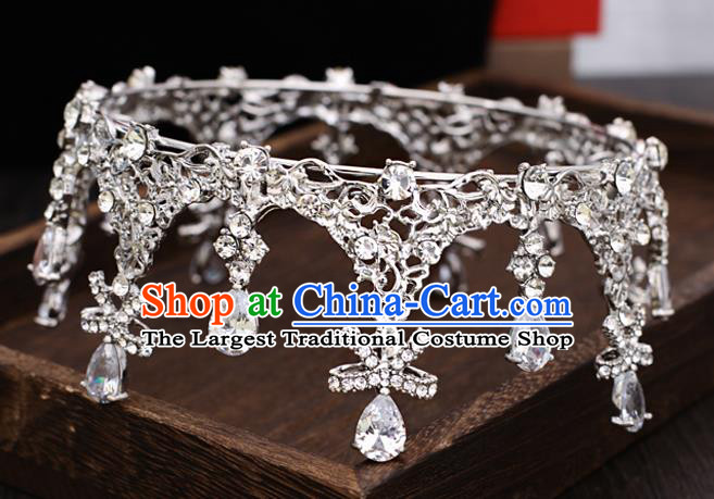 Top Handmade Wedding Bride Crystal Bowknot Royal Crown Baroque Princess Hair Accessories for Women