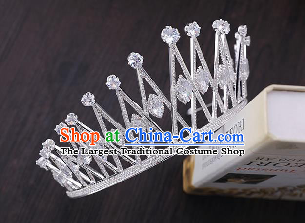 Top Handmade Wedding Bride Zircon Royal Crown Baroque Queen Hair Accessories for Women