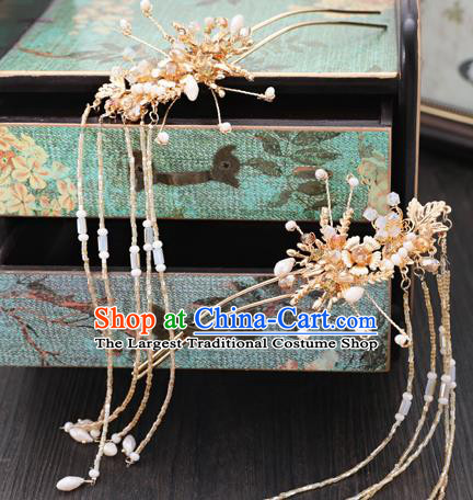 Traditional Chinese Wedding Beads Hair Comb Tassel Hairpins Handmade Ancient Bride Hair Accessories for Women