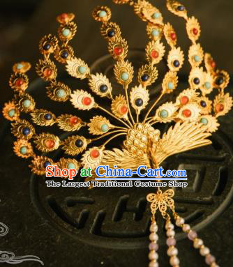 Traditional Chinese Tang Dynasty Empress Colorful Phoenix Coronet Hairpins Handmade Ancient Queen Hair Accessories for Women