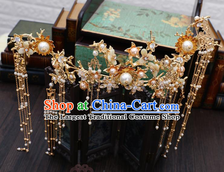 Traditional Handmade Chinese Wedding Tassel Hair Clasp Hairpins Ancient Bride Hair Accessories for Women