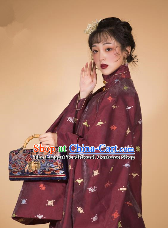 Traditional Chinese Ming Dynasty Patrician Lady Blue Blouse and Skirt Ancient Royal Infanta Historical Costumes for Women